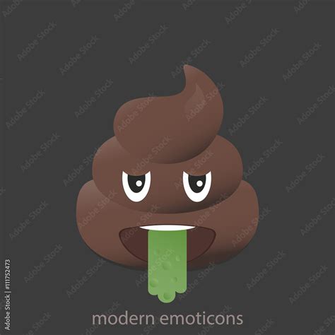 Puke poo icon. Shit emoticons. Poop emoji face isolated. Stock ...