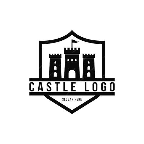 Premium Vector Castle Logo Design Concept With Shield Vintage Retro Badge