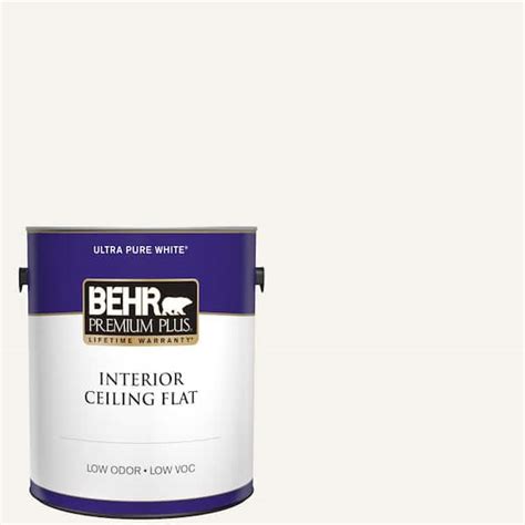 BEHR PREMIUM PLUS 1 Gal Ultra Pure White Ceiling Flat Interior Paint 55801