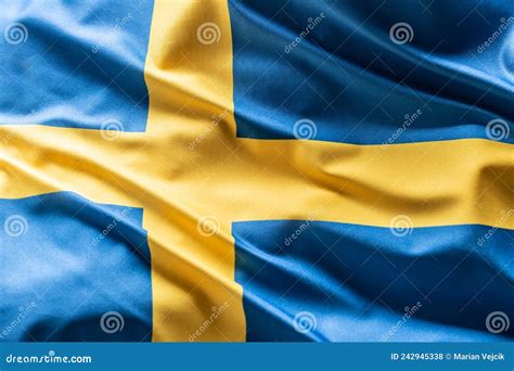 Waving Flag Of Sweden National Symbol Of Country And State Stock Photo