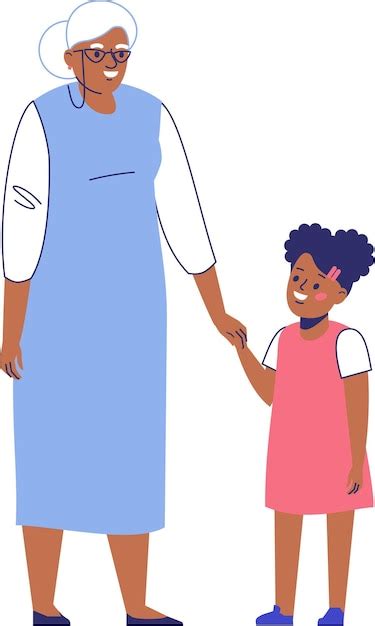 Black Grandmother And Granddaughter Clipart