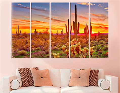 Arizona Art Sonoran Desert Print Wall Hanging Cactus Landscape Etsy