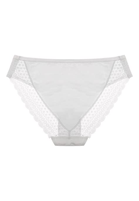 Womens White High Leg Lace Trim Brief Peacocks