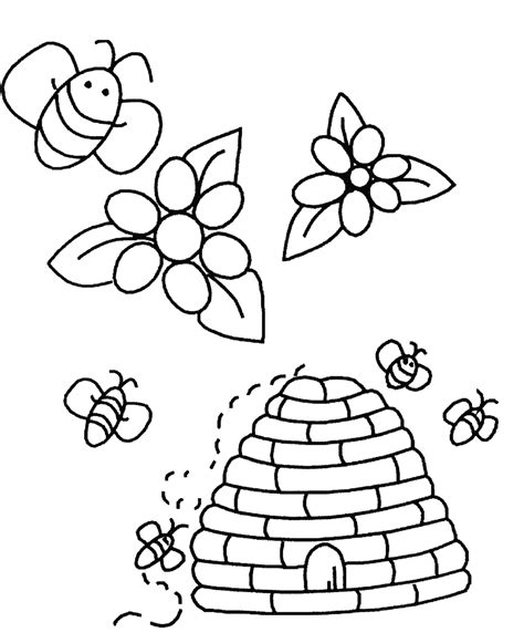 Coloriage Ruche Et Abeilles