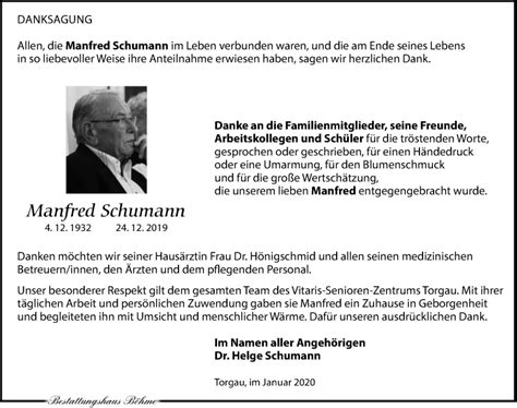 Traueranzeigen Von Manfred Schumann Trauer Anzeigen De