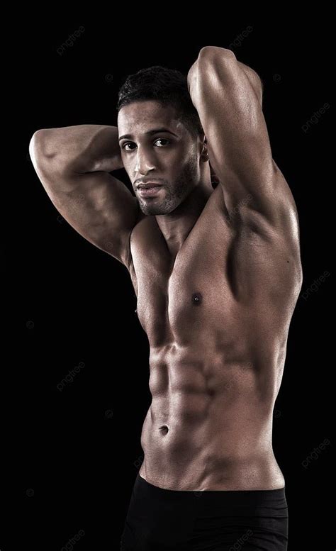 Homem Musculoso Em Um Fundo Preto F Sico Masculino Abs Foto E Imagem