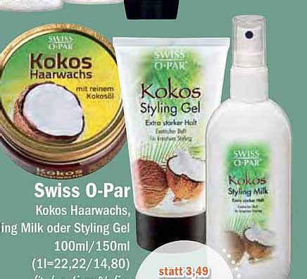 Swiss O Par Kokos Haarwachs Styling Milk Oder Styling Gel Angebot Bei