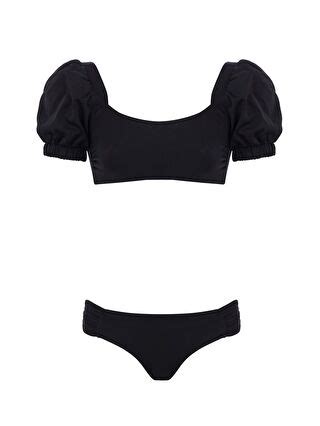 Siyah Kolu Volanlı Bikini Takım S LCW