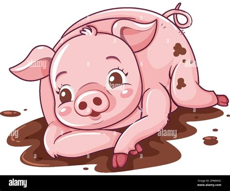 Cartoon Pig Rolling In The Mud Illustration Stock Vector Image And Art