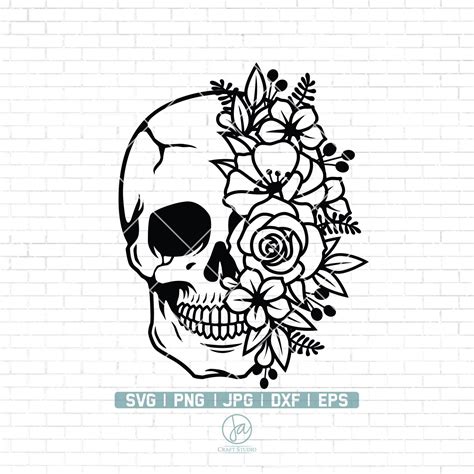 Floral Skull Svg Skull Svg Flower Skull Svg Flower Skull Clip Art Sugar Skull Svg Skull Vector