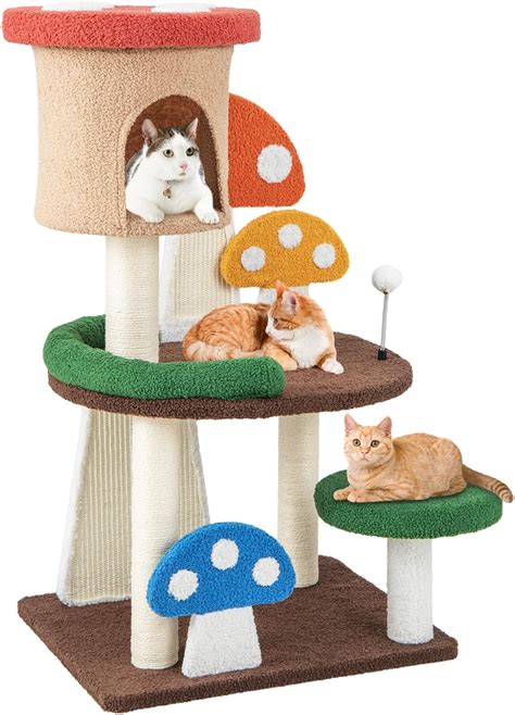 PETSITE Mushroom Cat Tree 40 5 Inches Tall Multi Level Cat Tower With