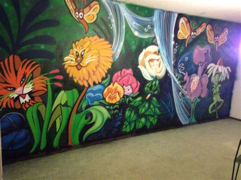 Alice In Wonderland Talking Flowers Nursery Wall Mural Done With