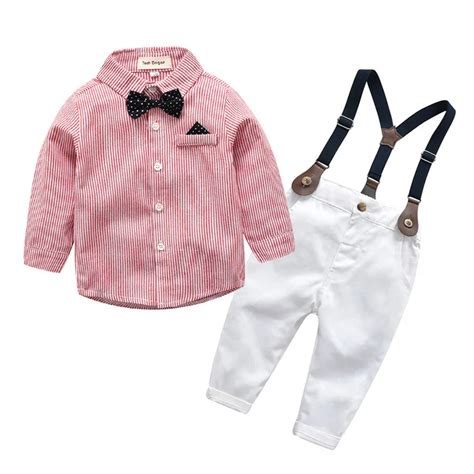 Conjunto De Camisa Rosa E Cal A Branca Para Meninos Gravata Borboleta