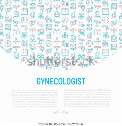 Gynecologist Concept Thin Line Icons Uterus Stock Vector Royalty Free