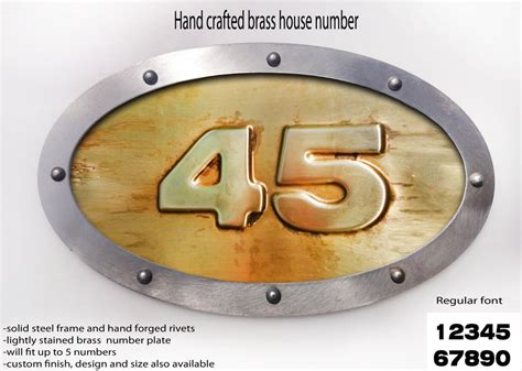 Large Metal Brass House Number Oval - MyMetalCraft – Copper tiles ...