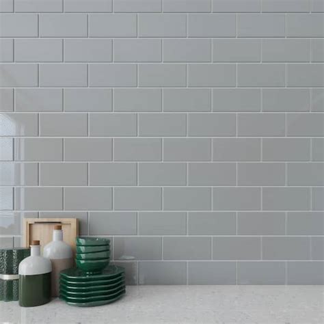 Giorbello True Gray 3 In X 6 In X 8 Mm Glass Subway Tile 5 Sq Ft