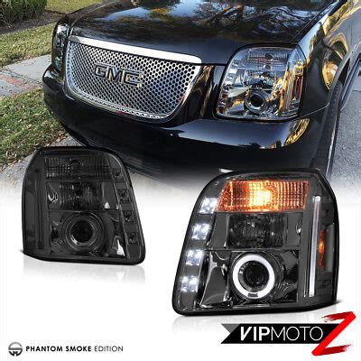 2007 2010 GMC YUKON DENALI LED PROJECTOR HEADLIGHTS BLACK CCFL TWO HALO