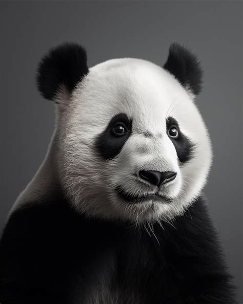 Um Urso Panda P Lo Preto E Branco E Rosto Preto E Branco Foto