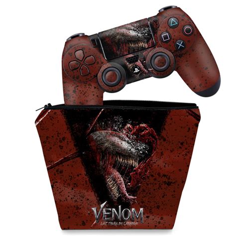 KIT Capa Case E Skin PS4 Controle Venom Tempo De Carnificina Pop