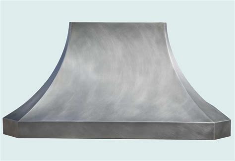 Custom Zinc Range Hood With Light Patina Finish By Handcrafted Metal