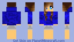 Blue hoodie Girl with Shorts Minecraft Skin