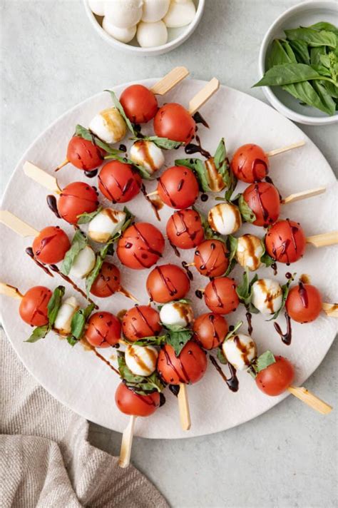 Caprese Skewers Bite Sized Kabobs Feel Good Foodie