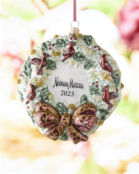 Neiman Marcus Wreath With Cardinals Christmas Ornament Horchow