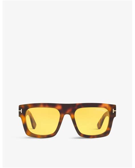 Tom Ford Ft0711 Fausto Square Frame Acetate Sunglasses In Brown Lyst