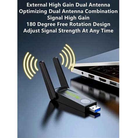 1300Mbps Long Range IEEE 802.11 Dual Band 2.4-5GHz Wireless USB 3.0 ...