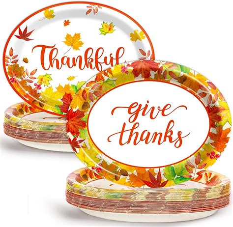 Amazon Pcs Thanksgiving Oval Paper Plates Large Disposable