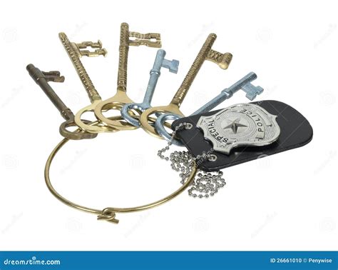 Police Badge on Ring of Keys Stock Photo - Image of keyring, patch ...