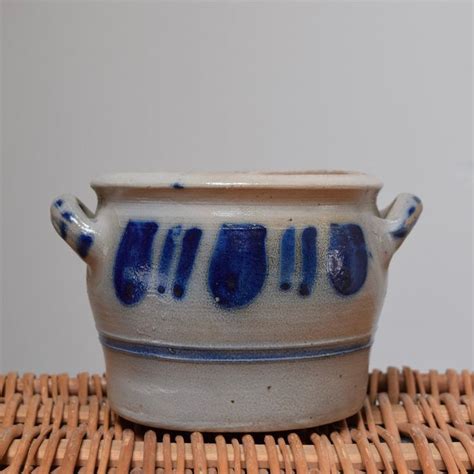 Ancienne Jarre En Gr S Maill Teint Au Sel Bleu Cobalt Etsy France