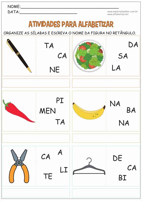 Atividades Para Alfabetizar Mestre Do Saber