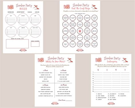 Slumber Party Games Bundle Printable Tween Preteen Sleepover Etsy