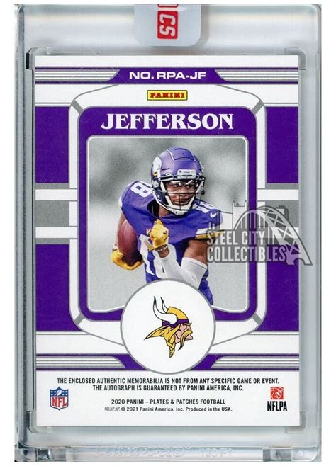 Justin Jefferson 2020 Panini Plates Patches Auto RC Patch Card RPA