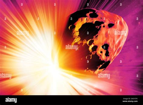 Deflecting A Near Earth Asteroid Computer Illustration Of A Nuclear