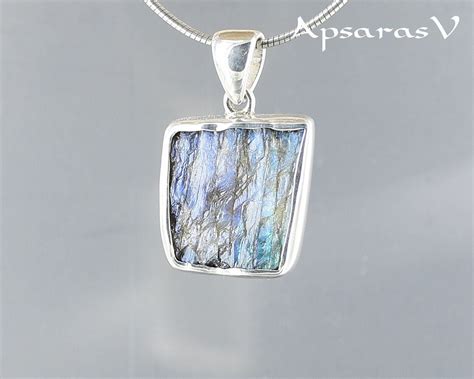 Pendentif labradorite brute argent 925 pierre brute à reflet Etsy