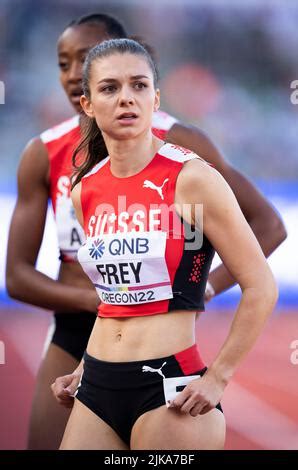 Géraldine Frey competing in the womens 60m heats on Day One of the