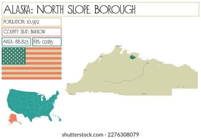 Large Detailed Map North Slope Borough Stock Vector (Royalty Free ...