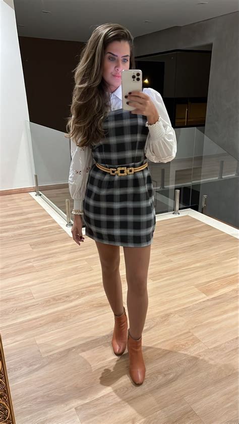 Sobreposição De Camisa Vestido Xadrez Look Com Camisa Branca Dresses Style Fashion Checkered