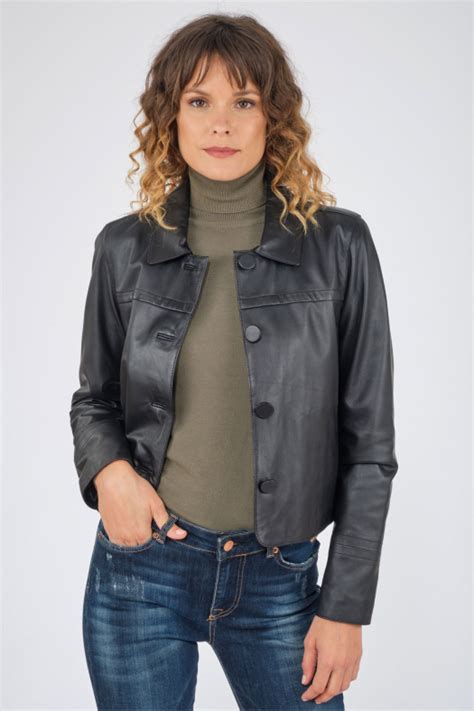 Veste Courte Oakwood Cuir Noir Oakwood Grace Noir Cesare Nori