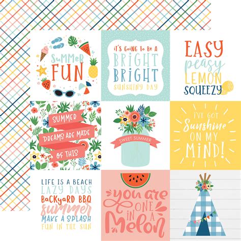 Summertime 4x4 Journaling Cards 12x12 Patterned Paper Echo Park Paper Co