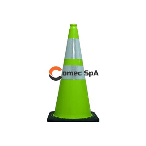 Cono Trafico Y Seguridad 70 Cm Verde Fluor 2 Cintas Comec SpA