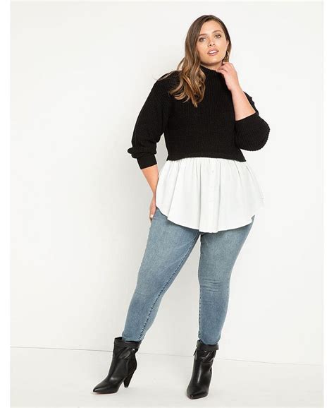 Eloquii Plus Size Twofer Skirted Sweater Macy S