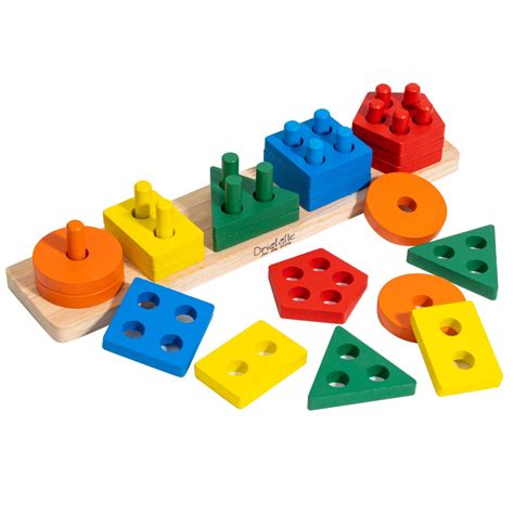 Wooden Sorting Stacking Color Learning Toy Educational Etsy