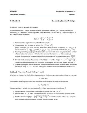 Homework Fall Semester Econ Introduction To Econometrics