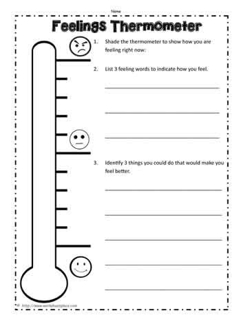 Printable Feelings Thermometer Worksheets