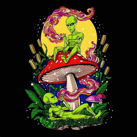 Download A Beautiful And Vibrant Display Of Mushrooms In A Trippy