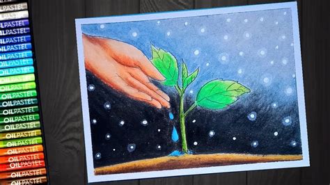 Save Tree Poster World Environment Day Drawing With Oil Pastels Step By Step World