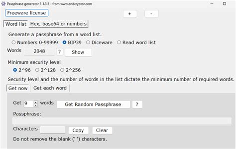 Passphrase Password Generator Bip39 Diceware Base64